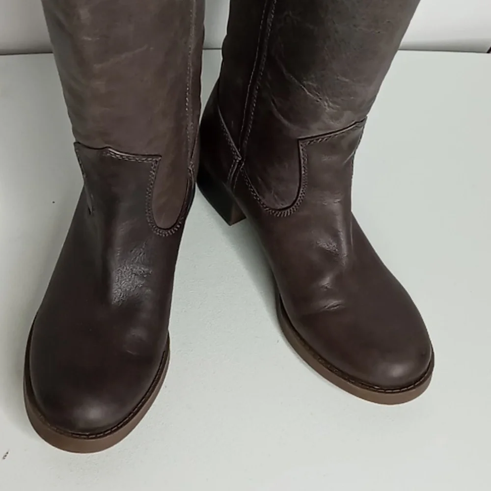 Lucky Brand - Knee High Distressed Leather Boots - Lp-Hippie - Ash Gray - 6.5M